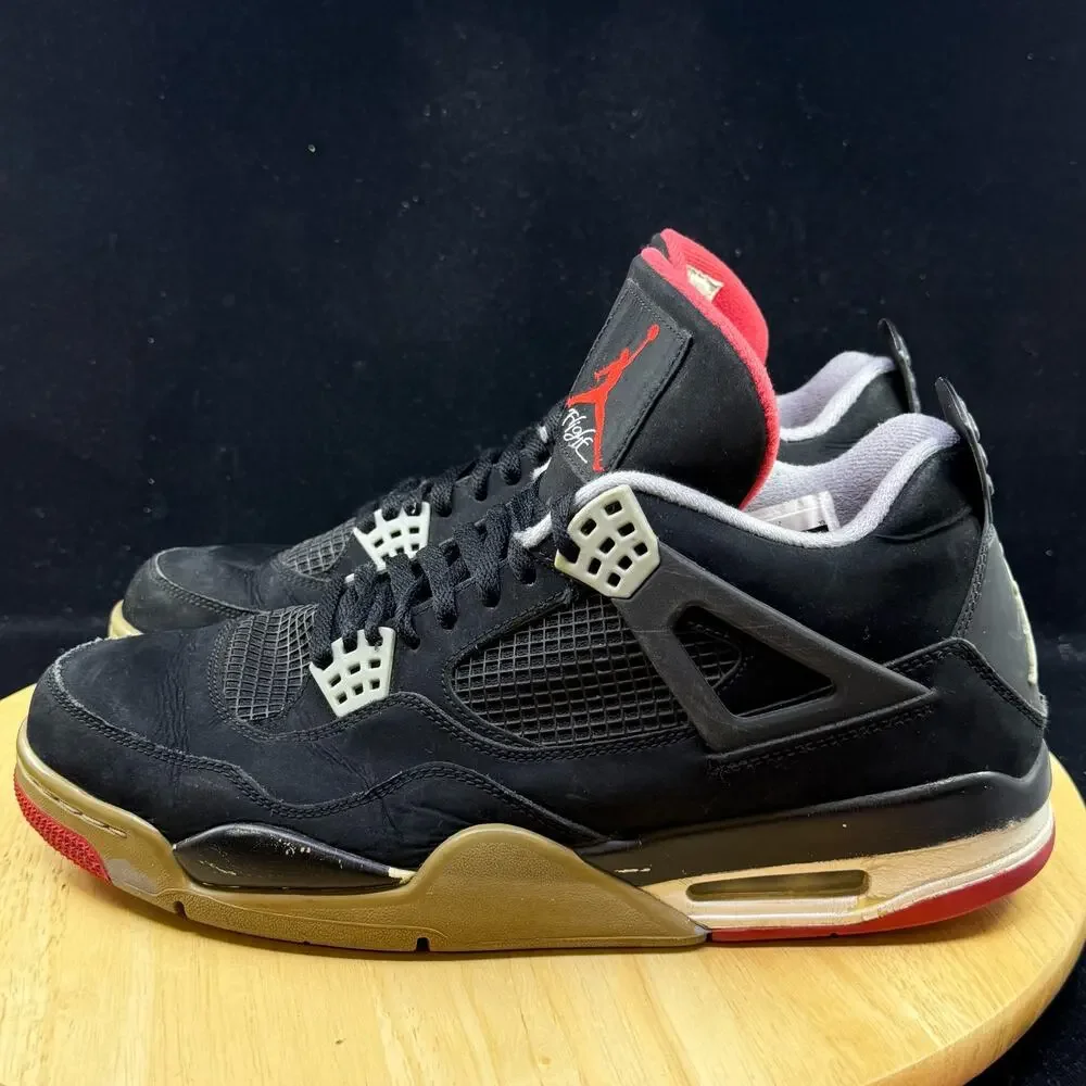Air Jordan 4 Retro Bred 2012 308497 089 Black/Cement Grey/Fire Red Size 11.5